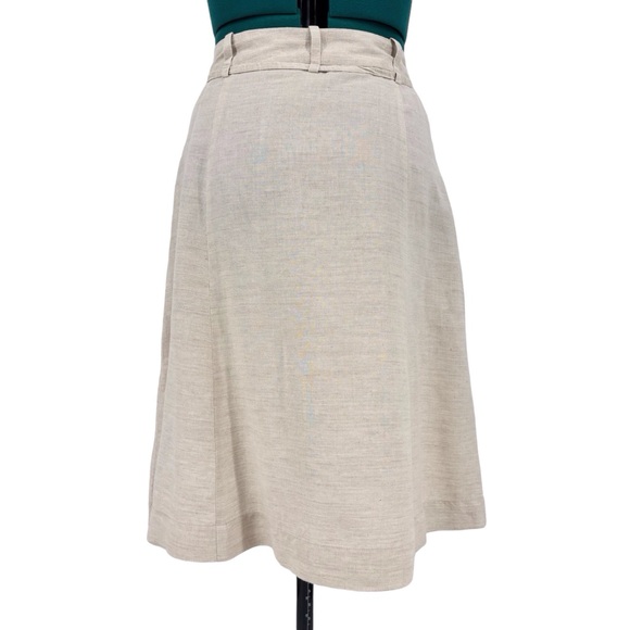 Part Two Beige A-Line Embroidered Detail Linen-Blend Knee Length Skirt, 8 - Picture 9 of 16
